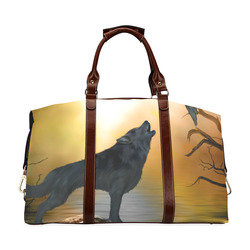 Lonely wolf in the night Classic Travel Bag (Model 1643) Remake