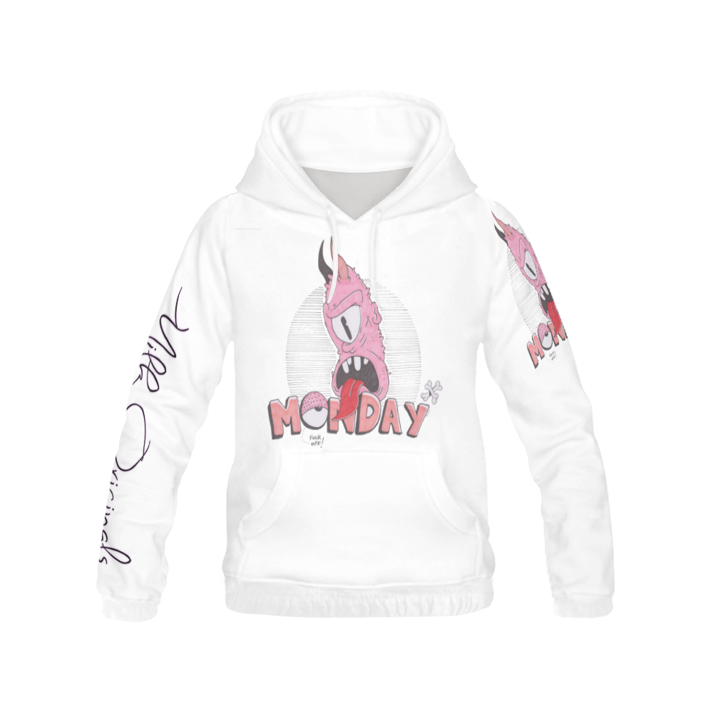 Monday White All Over Print Hoodie for Women (USA Size) (Model H13)