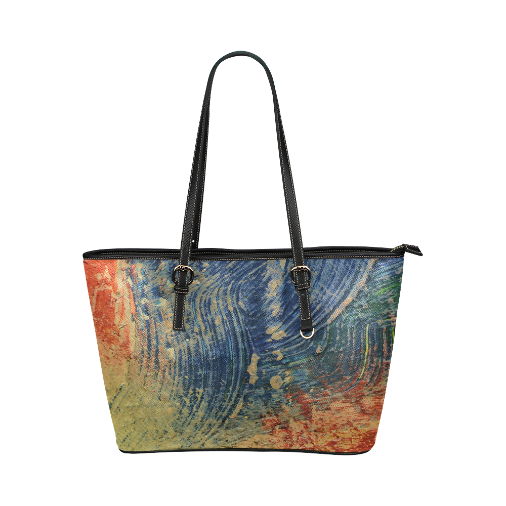 3 colors paint Leather Tote Bag/Large (Model 1651)