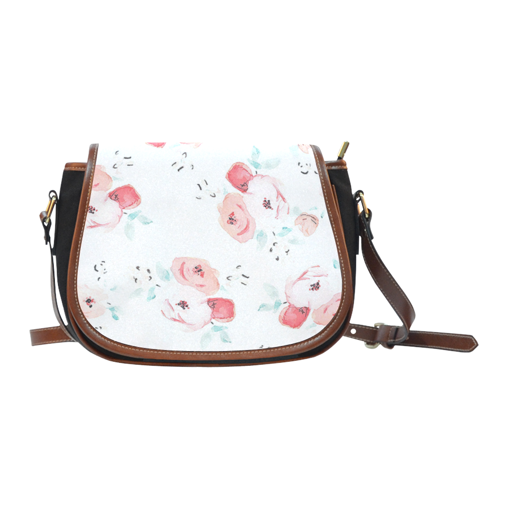 floral pattern Saddle Bag/Small (Model 1649)(Flap Customization)