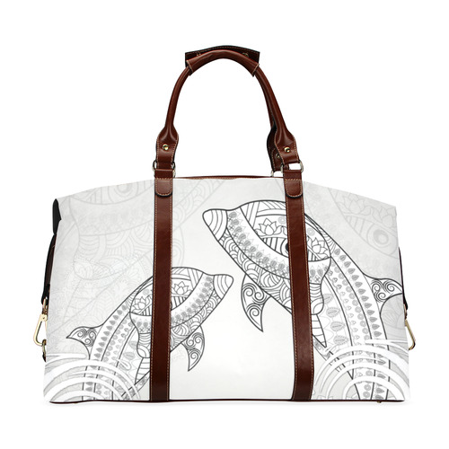 Funny dolphin, mandala design Classic Travel Bag (Model 1643) Remake