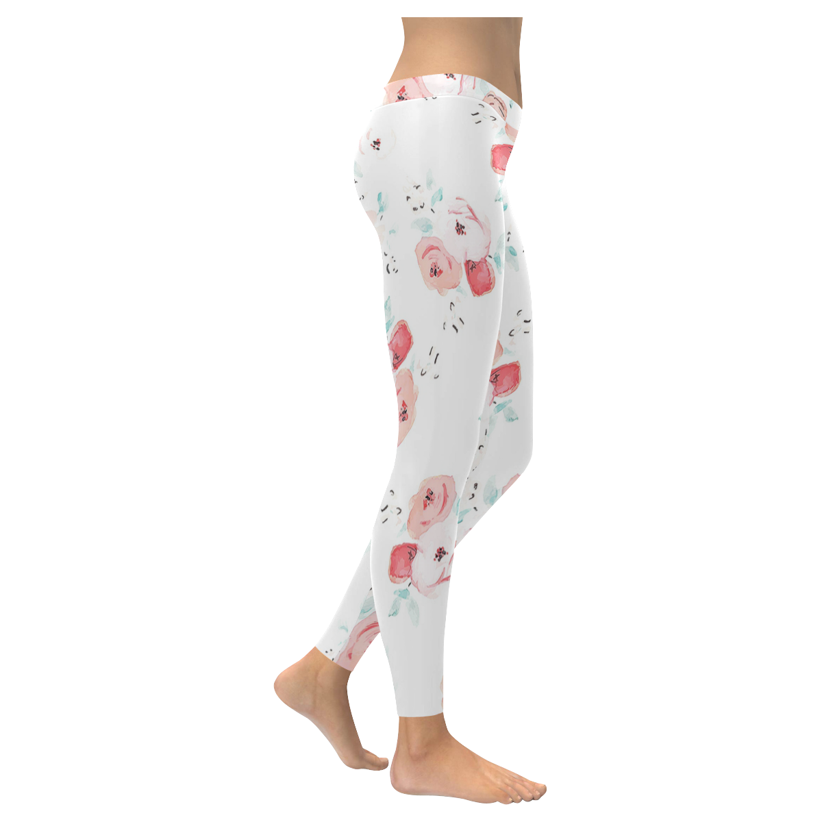 floral pattern Women's Low Rise Leggings (Invisible Stitch) (Model L05)