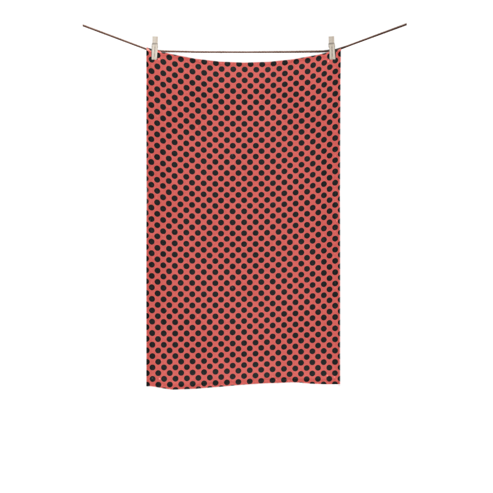 Grenadine and Black Polka Dots Custom Towel 16"x28"