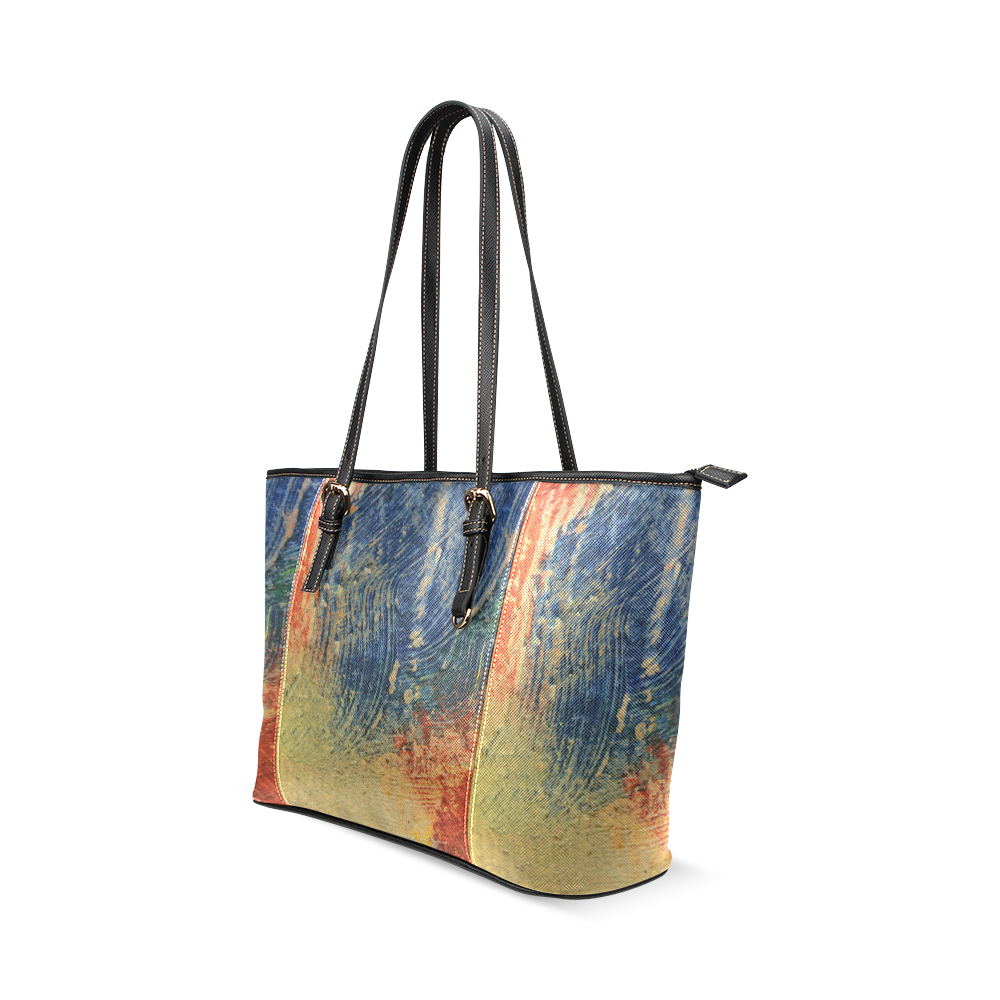 3 colors paint Leather Tote Bag/Large (Model 1640)