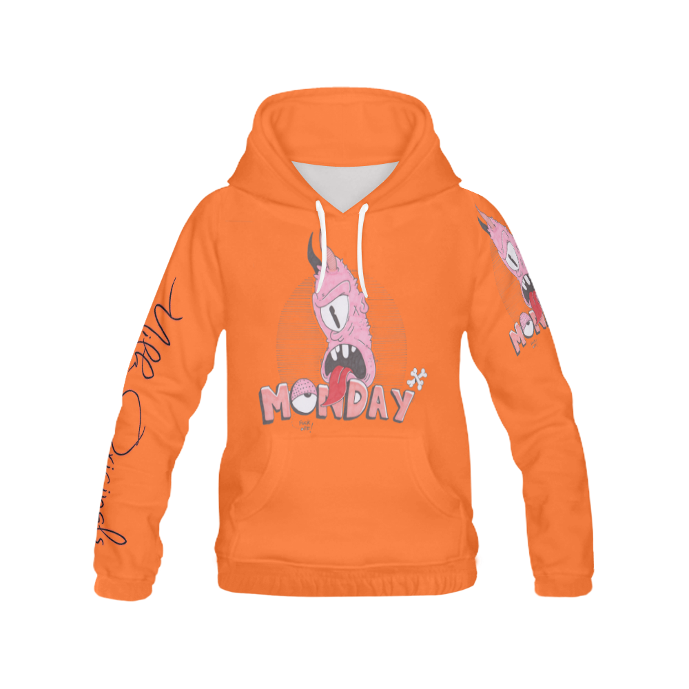 Monday orange All Over Print Hoodie for Women (USA Size) (Model H13)