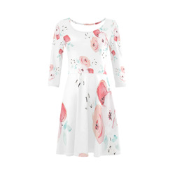 floral pattern 3/4 Sleeve Sundress (D23)