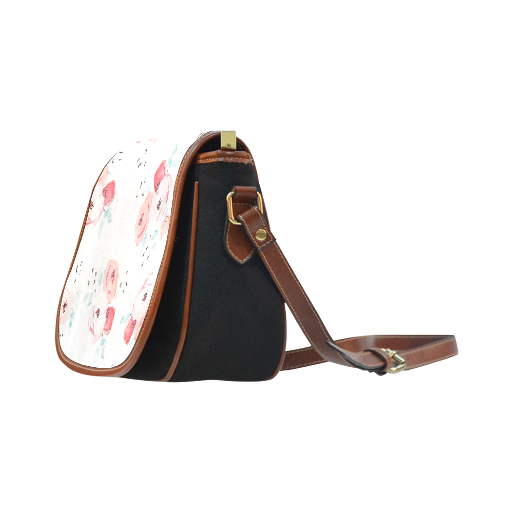 floral pattern Saddle Bag/Small (Model 1649)(Flap Customization)