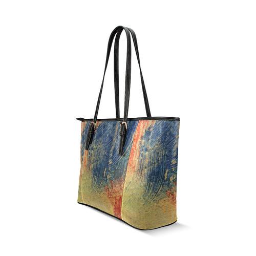 3 colors paint Leather Tote Bag/Large (Model 1640)