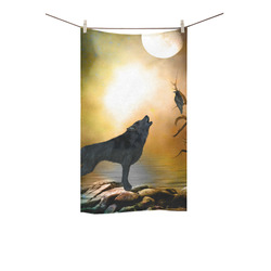 Lonely wolf in the night Custom Towel 16"x28"