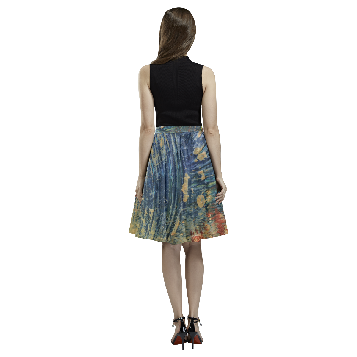 3 colors paint Melete Pleated Midi Skirt (Model D15)