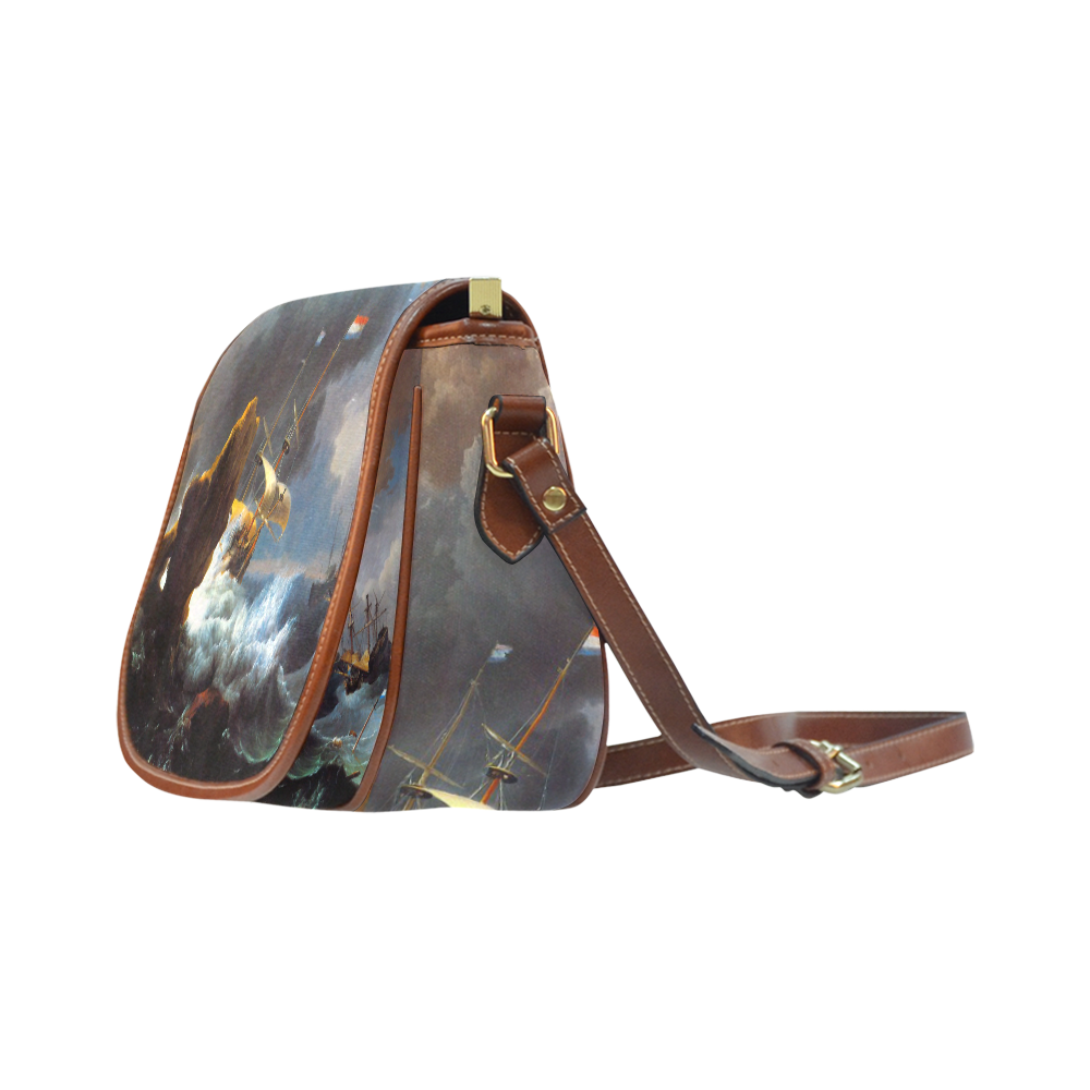 Ships in Distress off a Rocky Coast Saddle Bag/Small (Model 1649) Full Customization