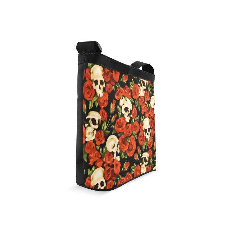 Skulls With Red Roses Floral Watercolor Crossbody Bags (Model 1613)
