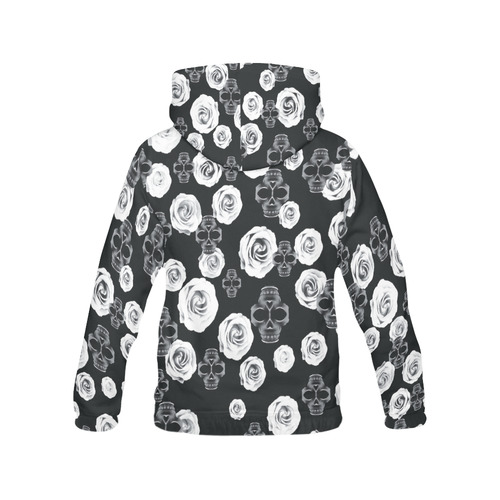 vintage skull and rose abstract pattern in black and white All Over Print Hoodie for Men (USA Size) (Model H13)