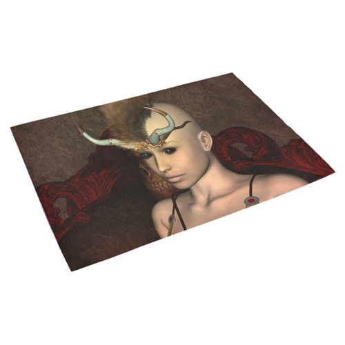 Dark fairy with horn Azalea Doormat 30" x 18" (Sponge Material)