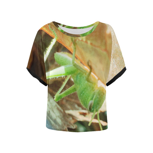 Baby Praying Mantis Nature Insects Women's Batwing-Sleeved Blouse T shirt (Model T44)