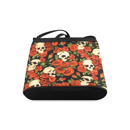 Skulls With Red Roses Floral Watercolor Crossbody Bags (Model 1613)