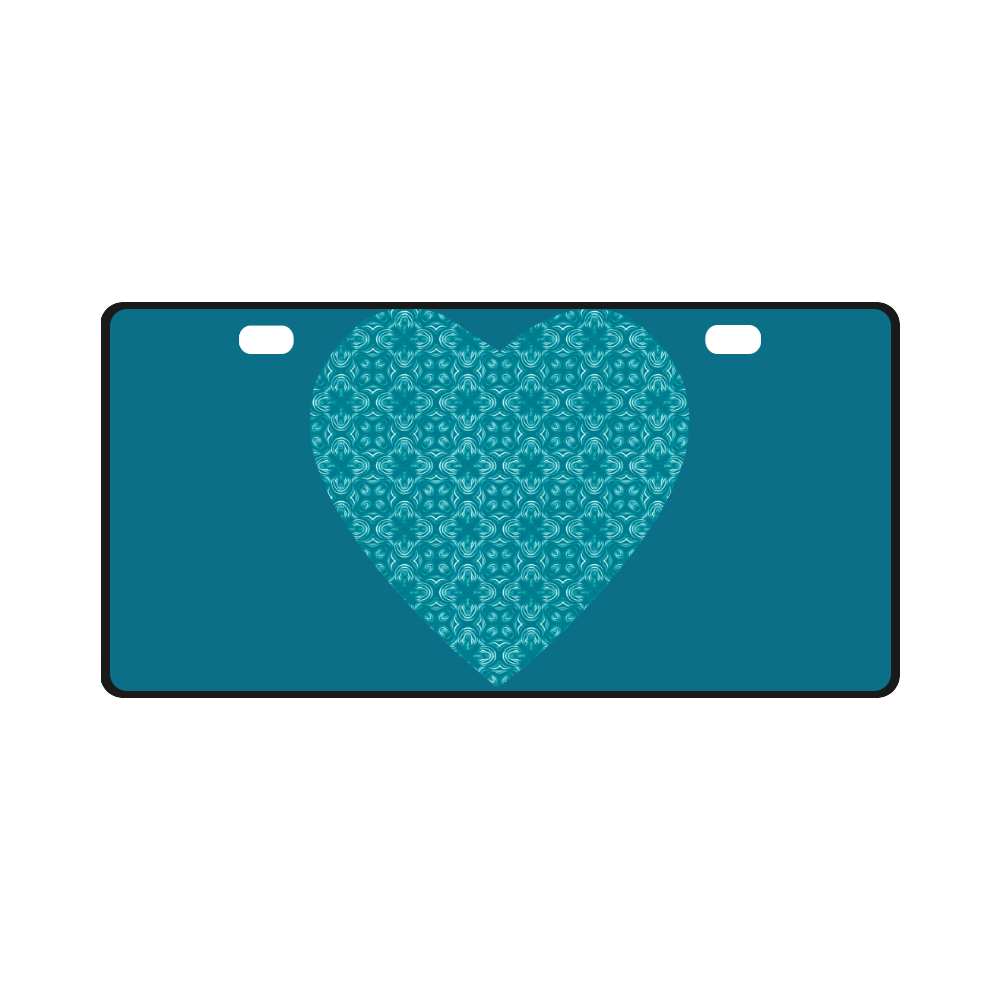 Turquoise Shadows Heart License Plate