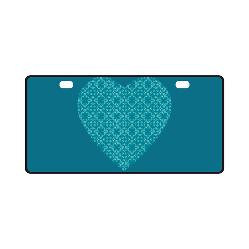 Turquoise Shadows Heart License Plate