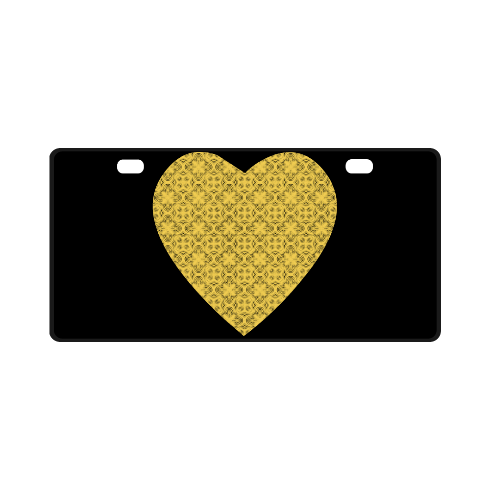 Primrose Yellow Shadow Heart License Plate