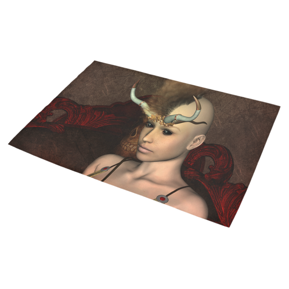 Dark fairy with horn Azalea Doormat 30" x 18" (Sponge Material)
