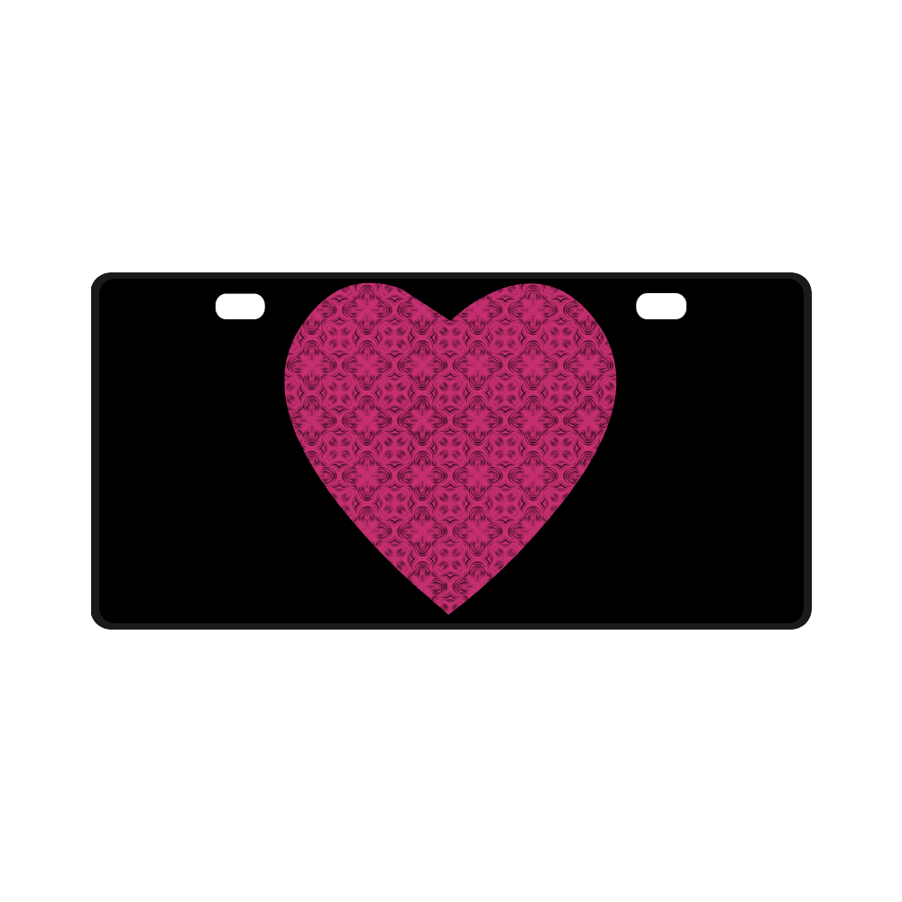 Pink Yarrow Shadow Heart License Plate