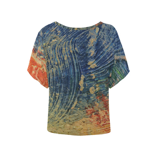 3 colors paint Women's Batwing-Sleeved Blouse T shirt (Model T44)