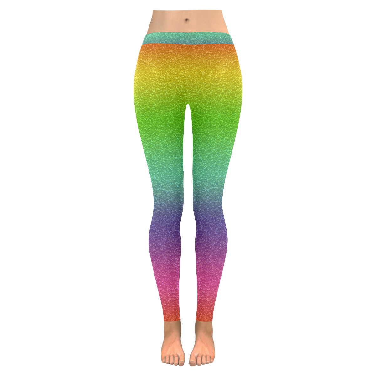 metallic rainbow glitter texture Women's Low Rise Leggings (Invisible Stitch) (Model L05)