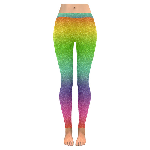 metallic rainbow glitter texture Women's Low Rise Leggings (Invisible Stitch) (Model L05)