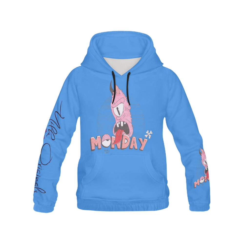 Monday Blue All Over Print Hoodie for Men (USA Size) (Model H13)