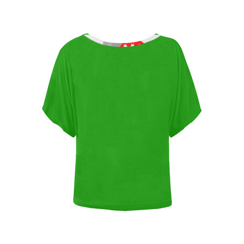 USA GREEN Women's Batwing-Sleeved Blouse T shirt (Model T44)