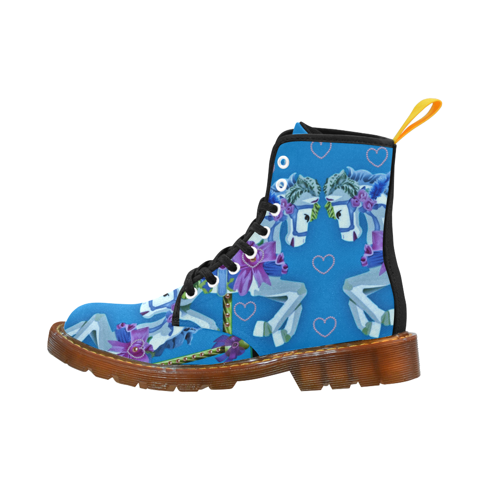 Girly Carousel Ponies - Blue Martin Boots For Women Model 1203H