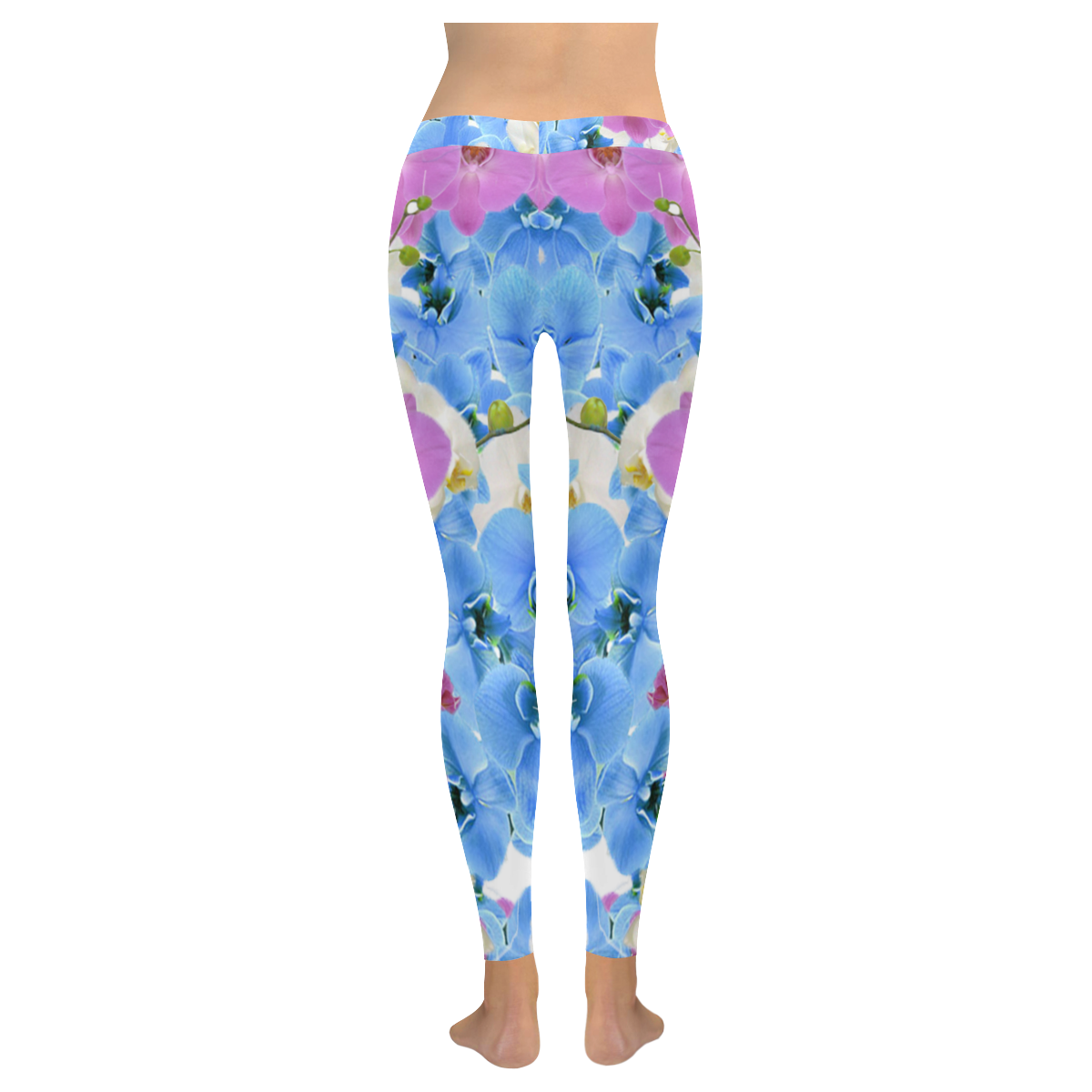 Tulips Floral Colorful Pattern Women's Low Rise Leggings (Invisible Stitch) (Model L05)