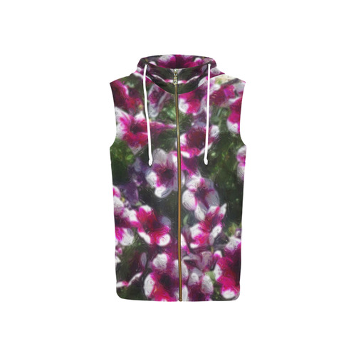 Painted Flowers 3 by JamColors All Over Print Sleeveless Zip Up Hoodie for Women (Model H16)