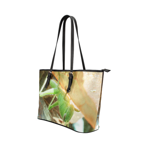 Baby Praying Mantis Nature Insects Leather Tote Bag/Small (Model 1651)