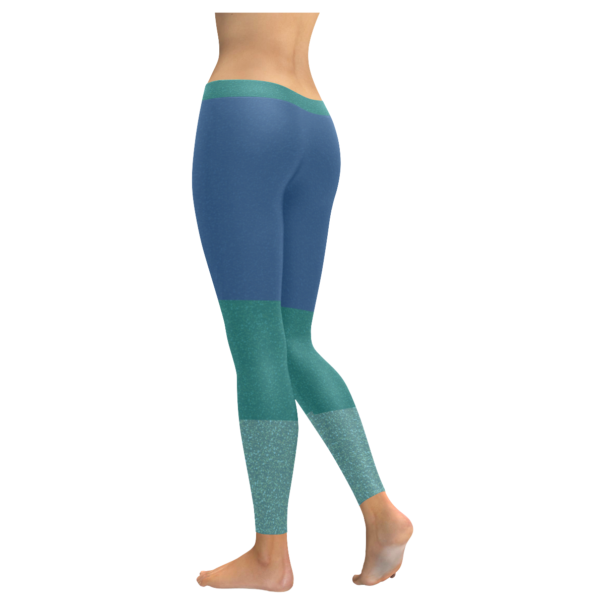 blue gradient glitter texture pattern Women's Low Rise Leggings (Invisible Stitch) (Model L05)