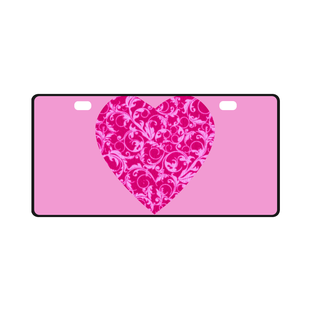 Hot Pink Swirl Heart License Plate