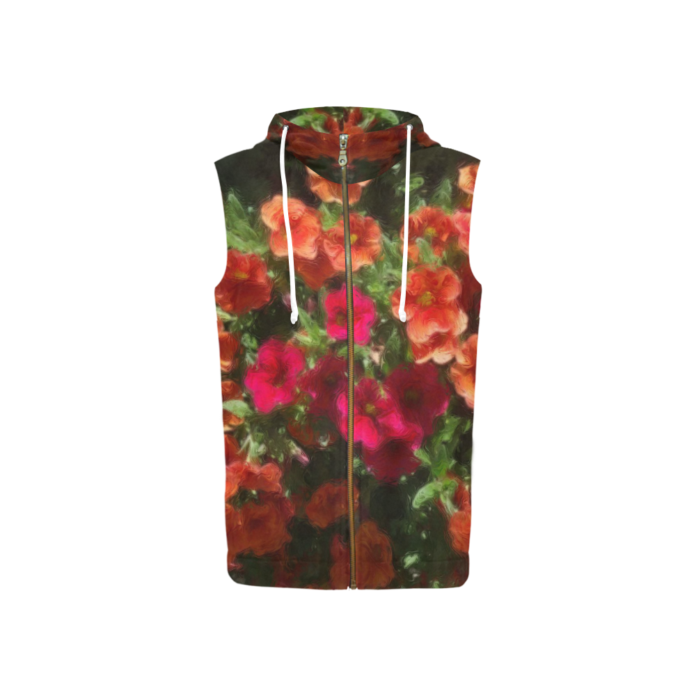 Painted Flowers 4 by JamColors All Over Print Sleeveless Zip Up Hoodie for Women (Model H16)