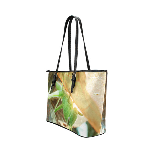 Baby Praying Mantis Nature Insects Leather Tote Bag/Small (Model 1651)