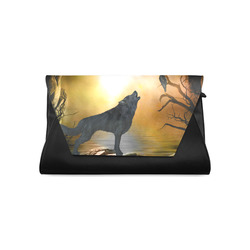 Lonely wolf in the night Clutch Bag (Model 1630)