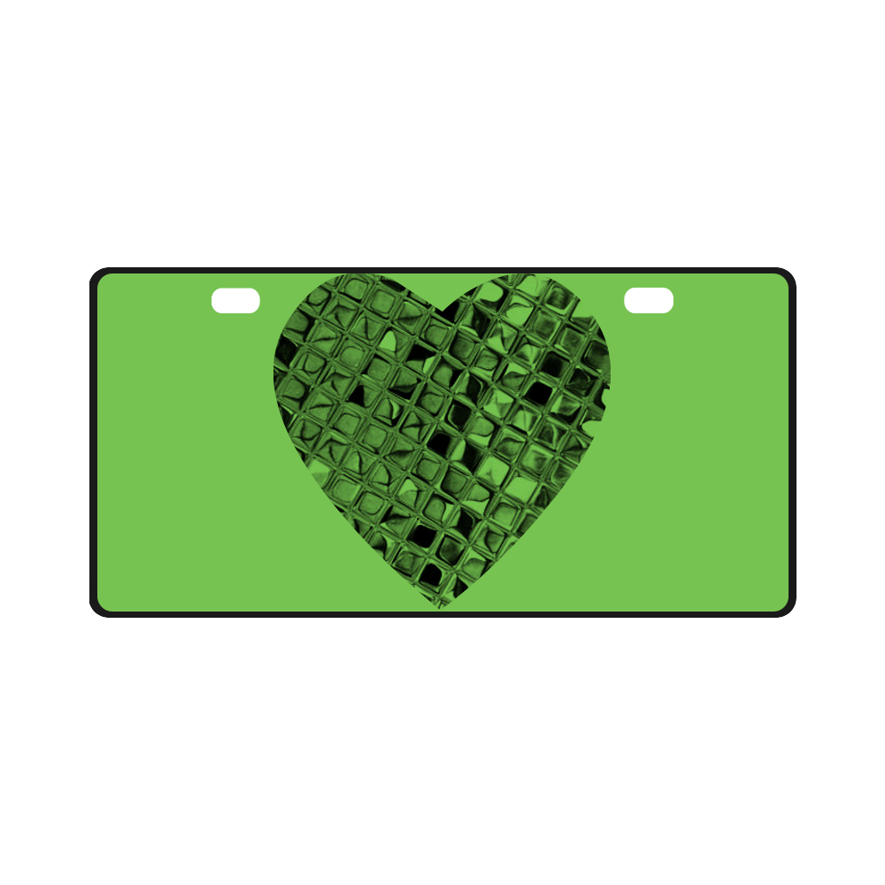 Metallic Green Flash Heart License Plate