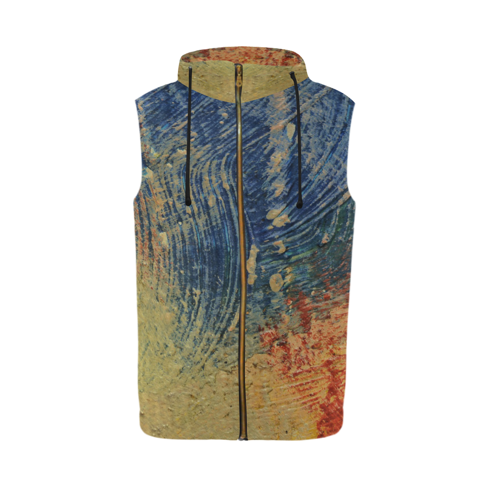 3 colors paint All Over Print Sleeveless Zip Up Hoodie for Men (Model H16)