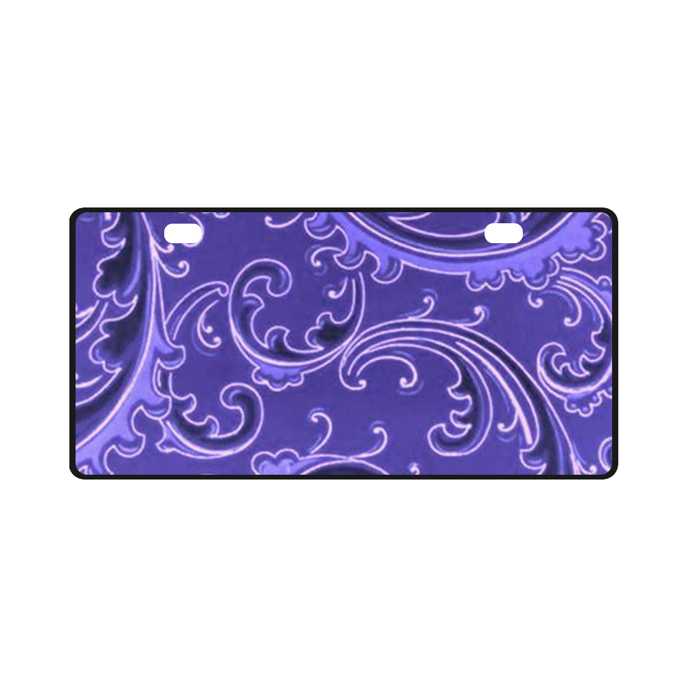 Vintage Swirls Purple License Plate
