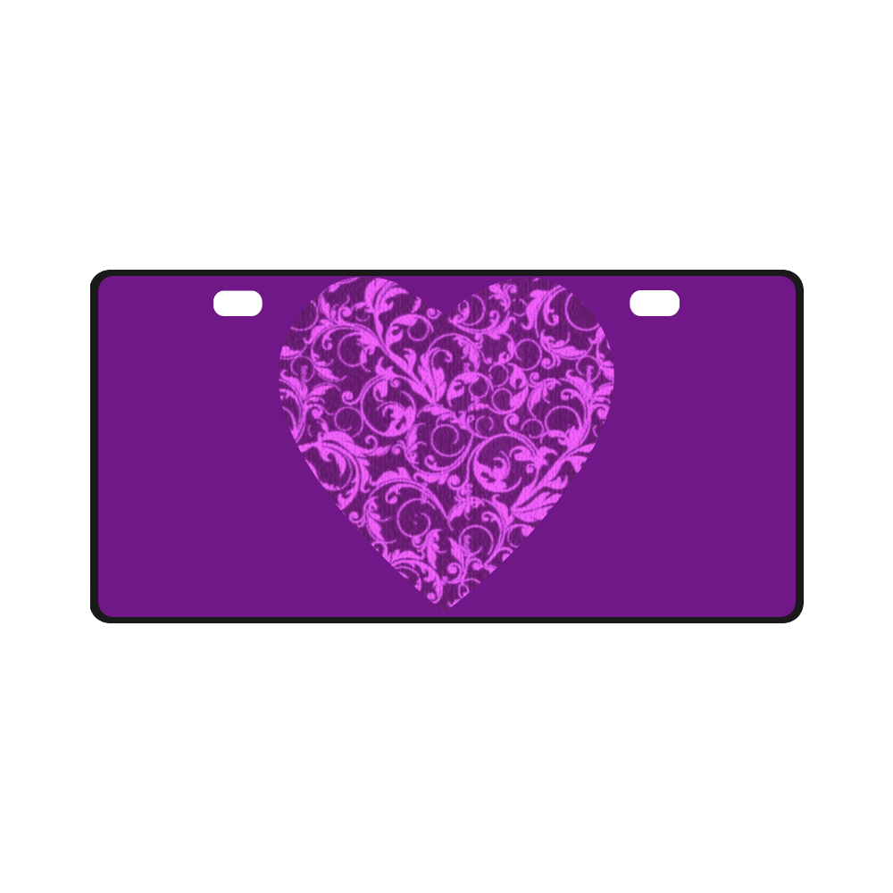 Orchid Swirl Heart License Plate