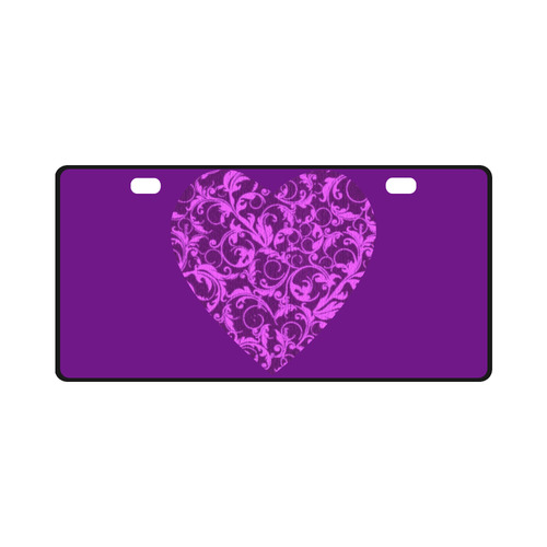 Orchid Swirl Heart License Plate