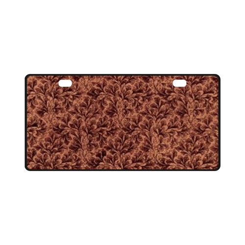 Vintage Leaf Brown License Plate