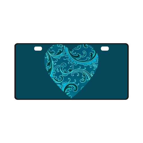 Vintage Swirls Turquoise Heart License Plate
