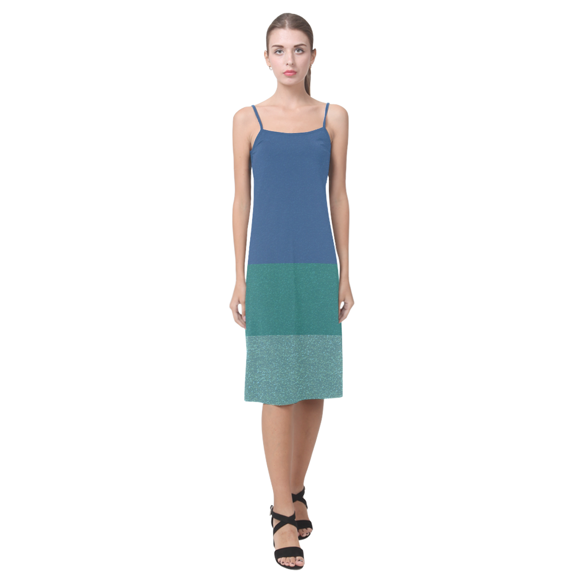 blue gradient glitter-texture Alcestis Slip Dress (Model D05)