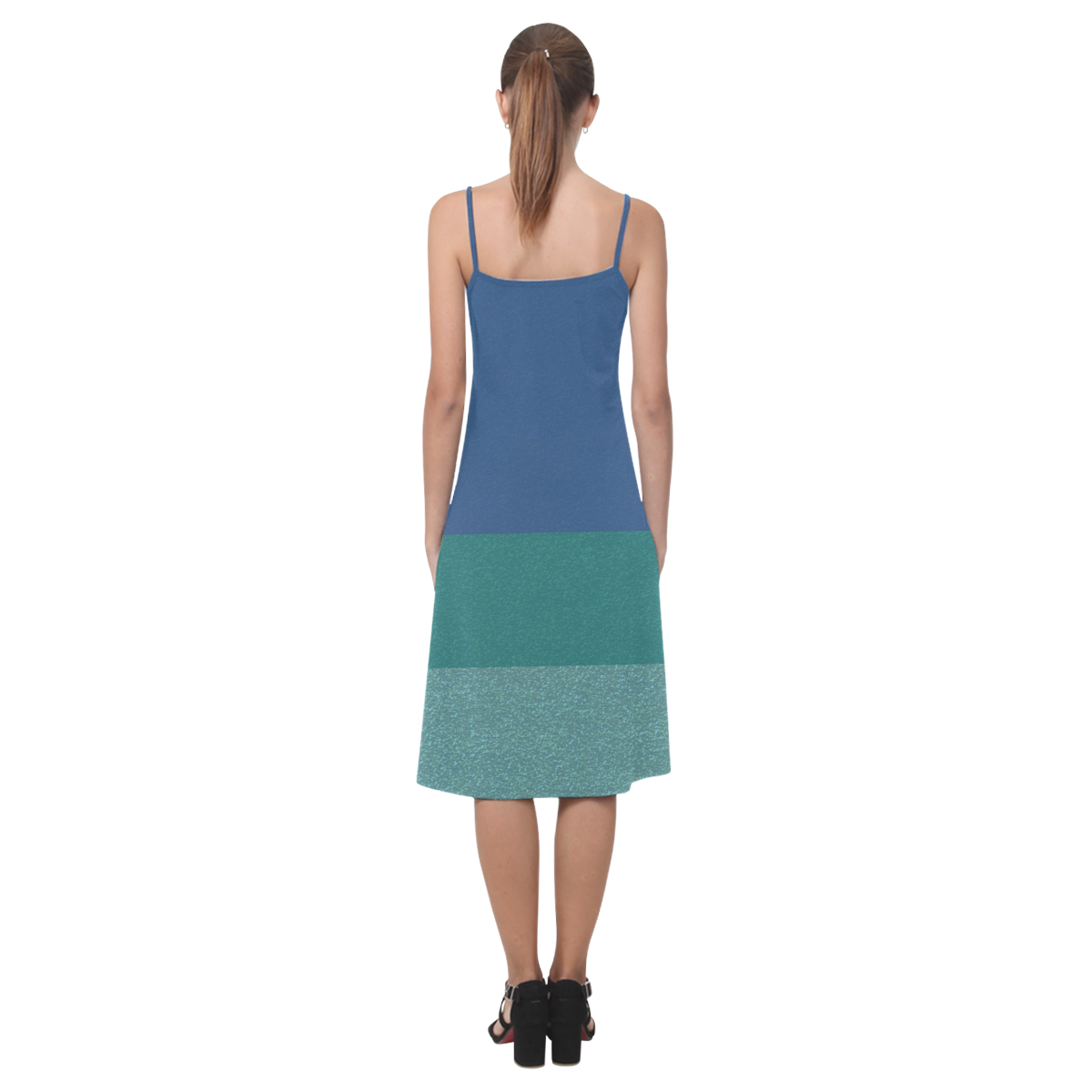 blue gradient glitter-texture Alcestis Slip Dress (Model D05)