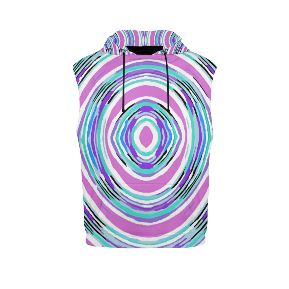 psychedelic graffiti circle pattern abstract in pink blue purple All Over Print Sleeveless Hoodie for Men (Model H15)