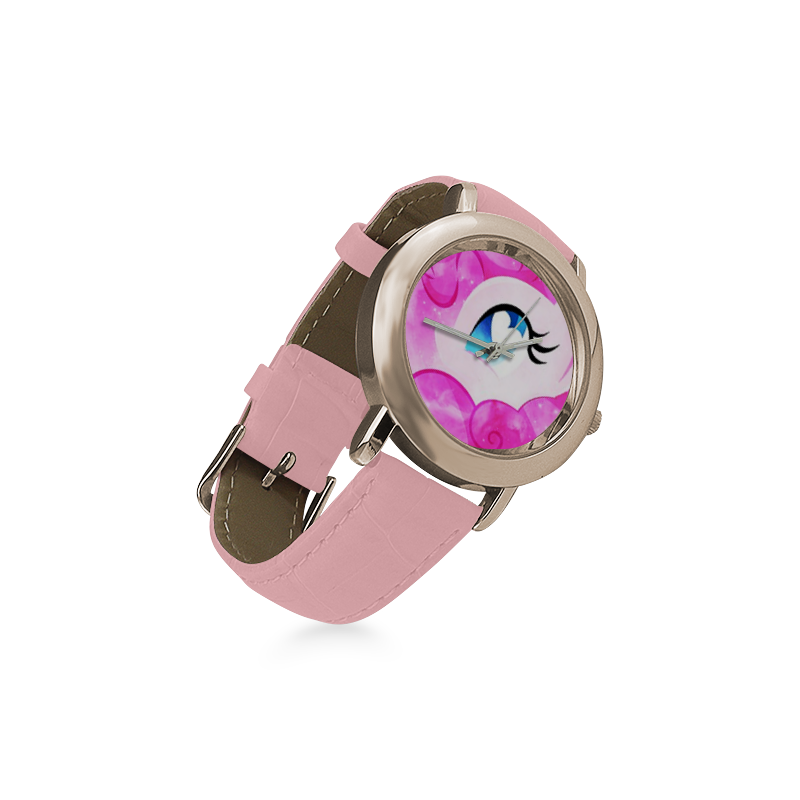 heart pinkie Women's Rose Gold Leather Strap Watch(Model 201)